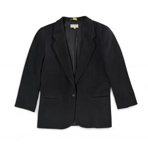Vintage LL Bean Wool Cashmere Black Blazer Jacket Women’s Size 10R USA Made